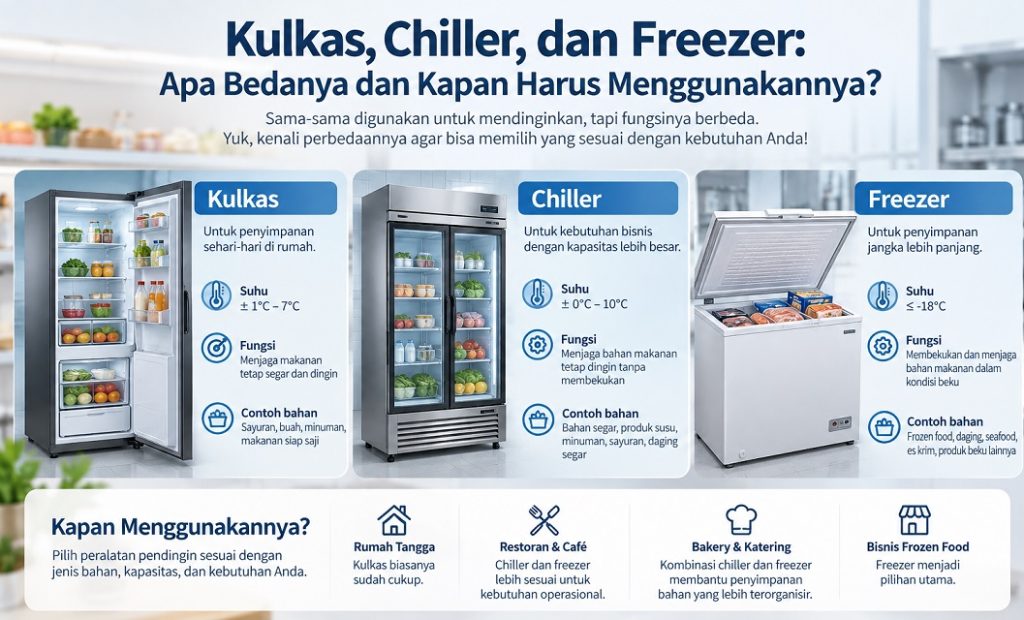 Kulkas, Chiller, dan Freezer bedanya